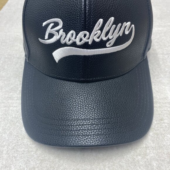 Brooklyn New York Baseball Cap Adjustable Hat Embroidered Logo Faux Leather - Picture 4 of 16